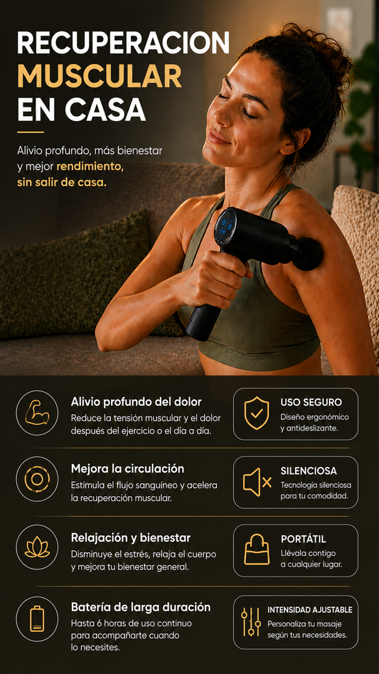 9) Pistola de Masajes Premium, Recargable
