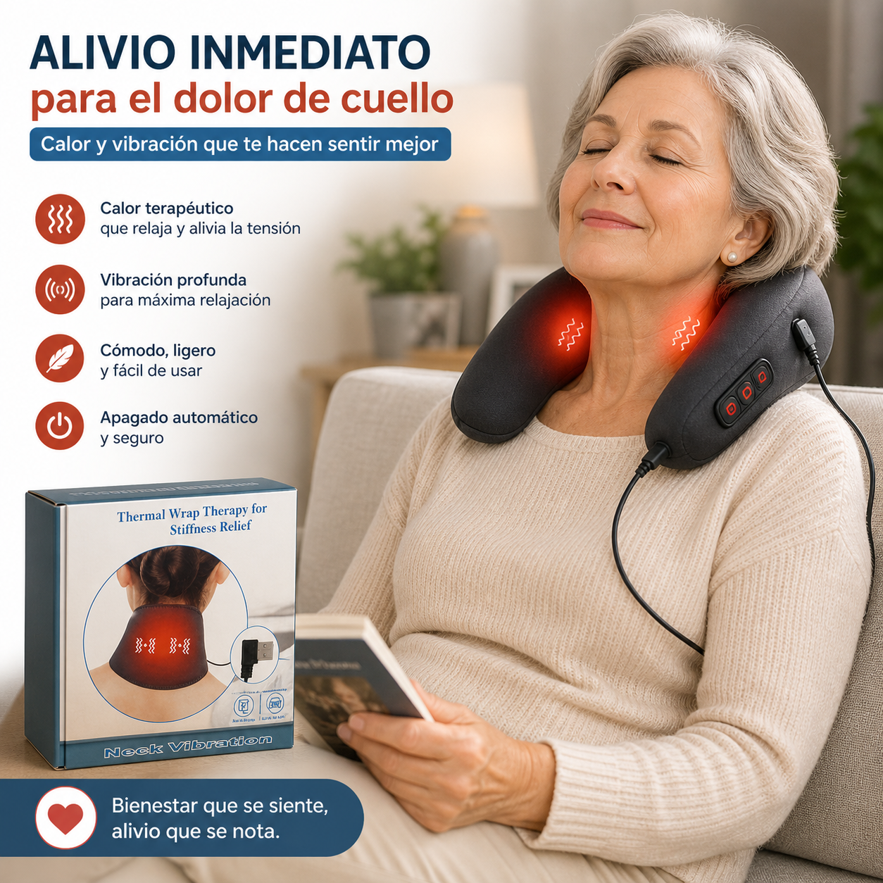 Masajeador De Cuello Calor Y Vibrador